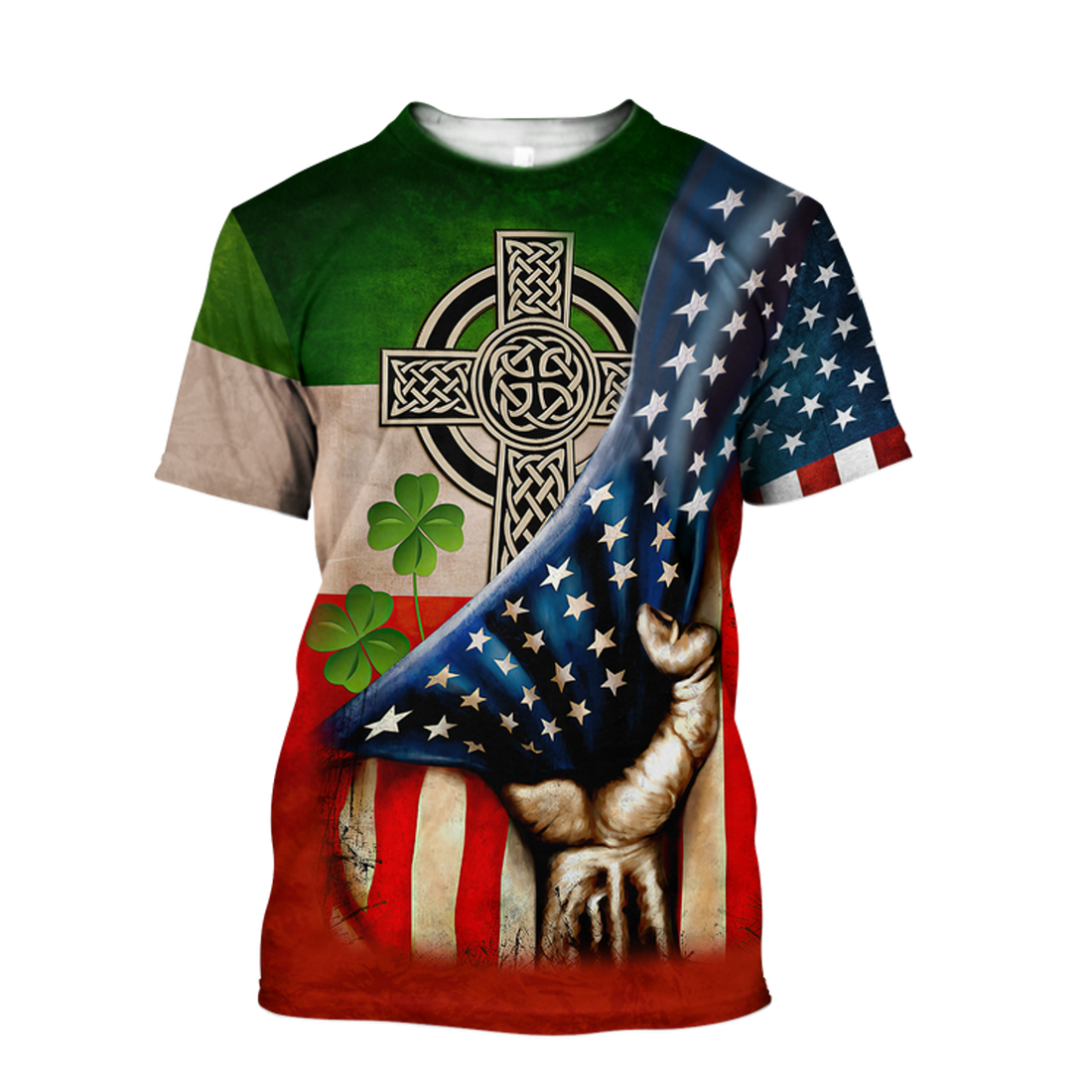 FUNSTUFFPRINT St Patrick's Day USA Flag 3D Shirt, St Patrick's Day Shirt, American Flag Shirt, Saint Patrick's Day Shirt, Irish Shirt, USA Flag Shirt 3D T-shirt