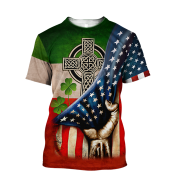 FUNSTUFFPRINT St Patrick's Day USA Flag 3D Shirt, St Patrick's Day Shirt, American Flag Shirt, Saint Patrick's Day Shirt, Irish Shirt, USA Flag Shirt 3D T-shirt