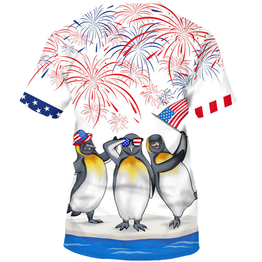Penguins 3D T-Shirt, Patriotic Funny Shirt, Penguin Independence Day Shirts