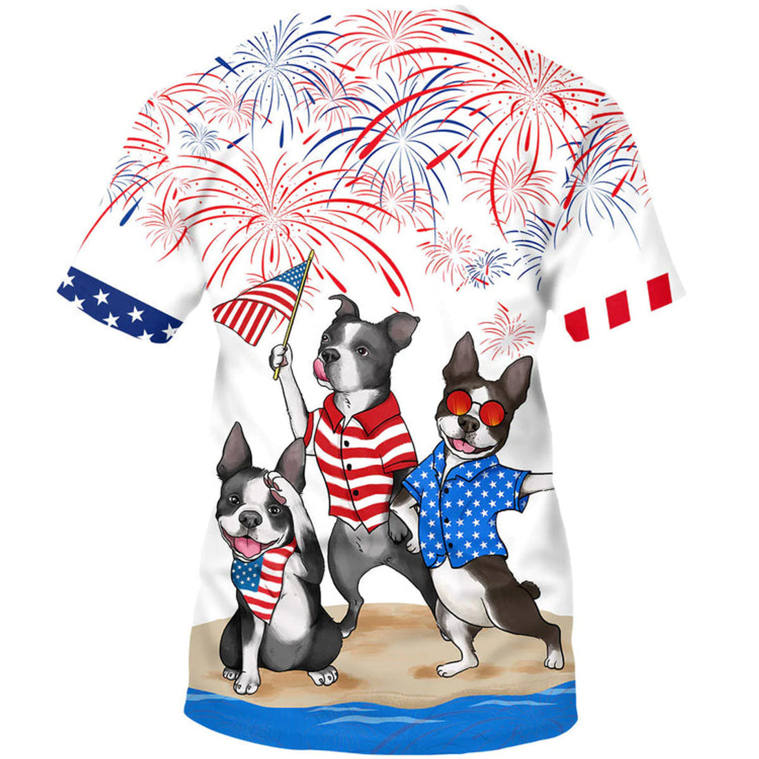 Boston Terriers T-Shirt Gift For Dog Lover This Summer Funny Independence Day Dog In T-Shirt