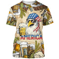 FUNSTUFFPRINT Cool American Eagle Shirt, It'S Beer O'Clock Button Down Shirt, Amazing Presents This Summer 3D T-shirt