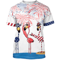 FUNSTUFFPRINT Flamingo Shirts For Independence Day, Funny Patriotic Shirt American Flamingo 3D T-shirt