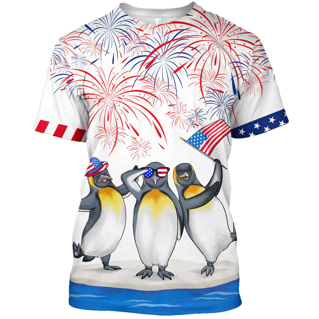 Penguins 3D T-Shirt, Patriotic Funny Shirt, Penguin Independence Day Shirts
