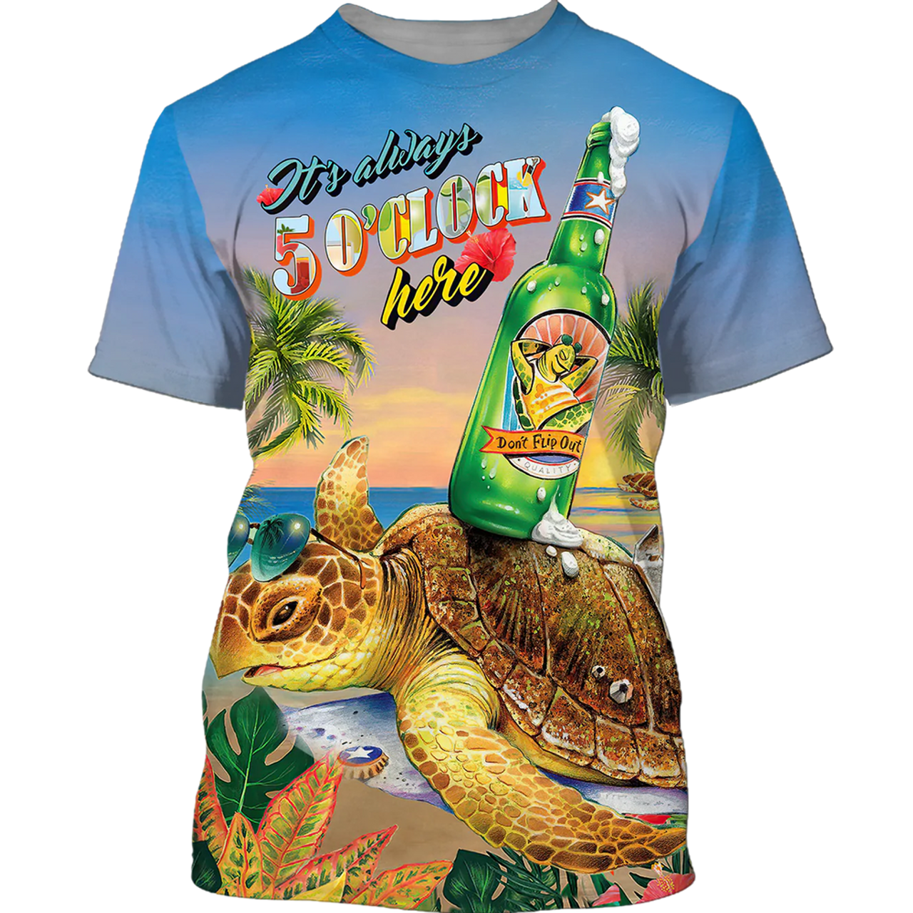 Funny Turtle Beer Summer 3D Shirt, Turtle On The Beach Vacation Shirts For Men Women, Beer Turtle Shirt