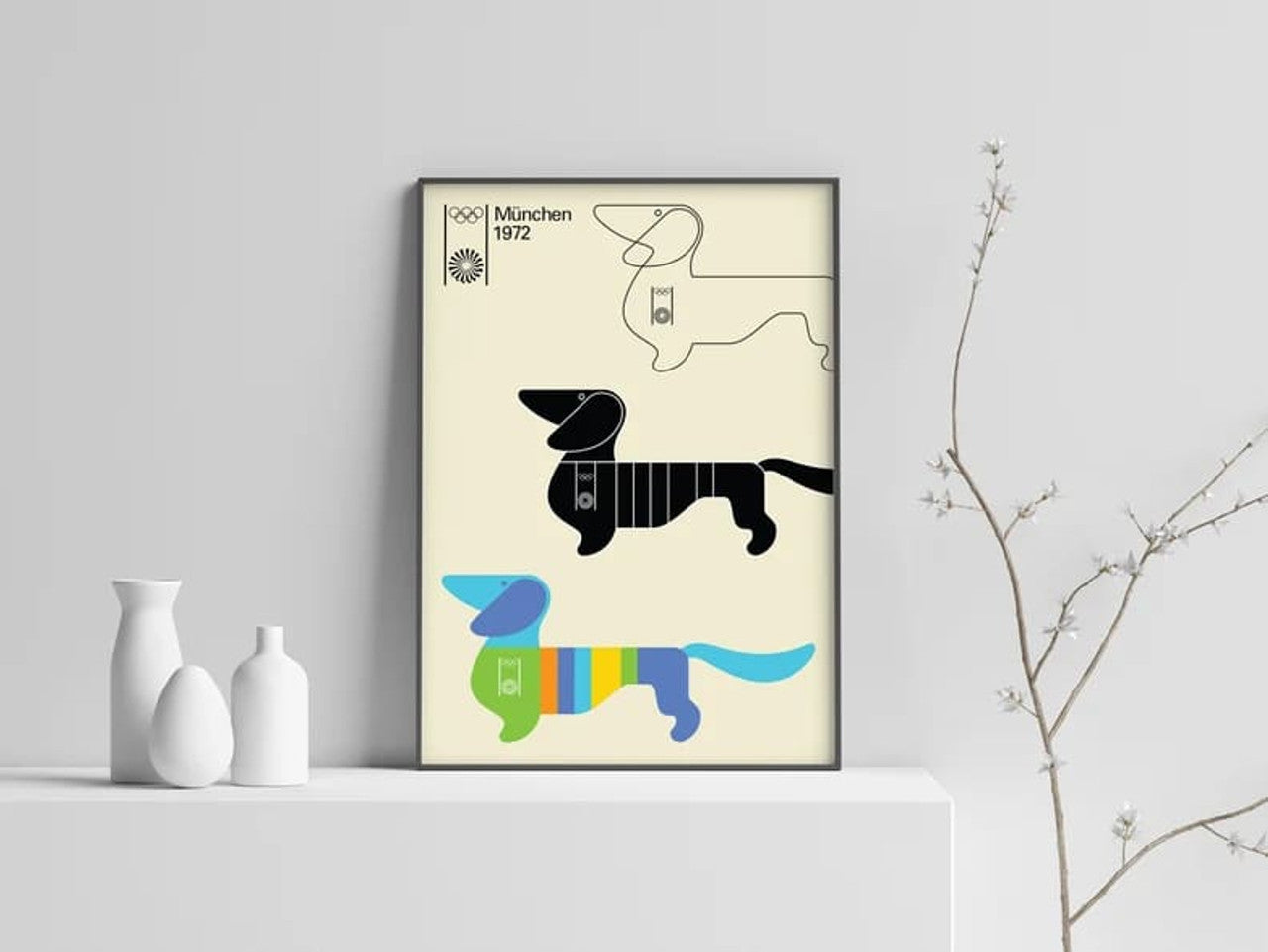 1972 Munich Olympics Three Dachshunds Poster and Canvas