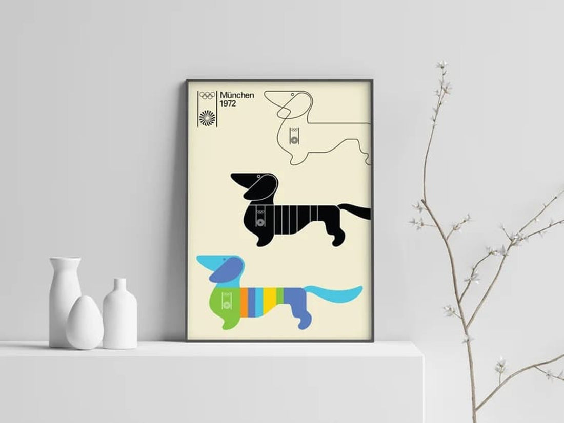 1972 Munich Olympics Three Dachshunds Poster and Canvas