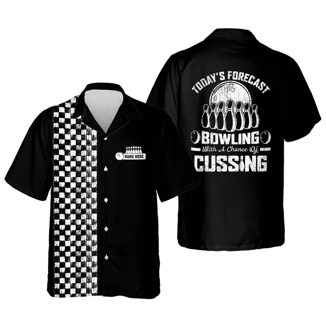 Custom Today's Forecast Bowling with A Chance Of Cussing Hawaiian Shirt