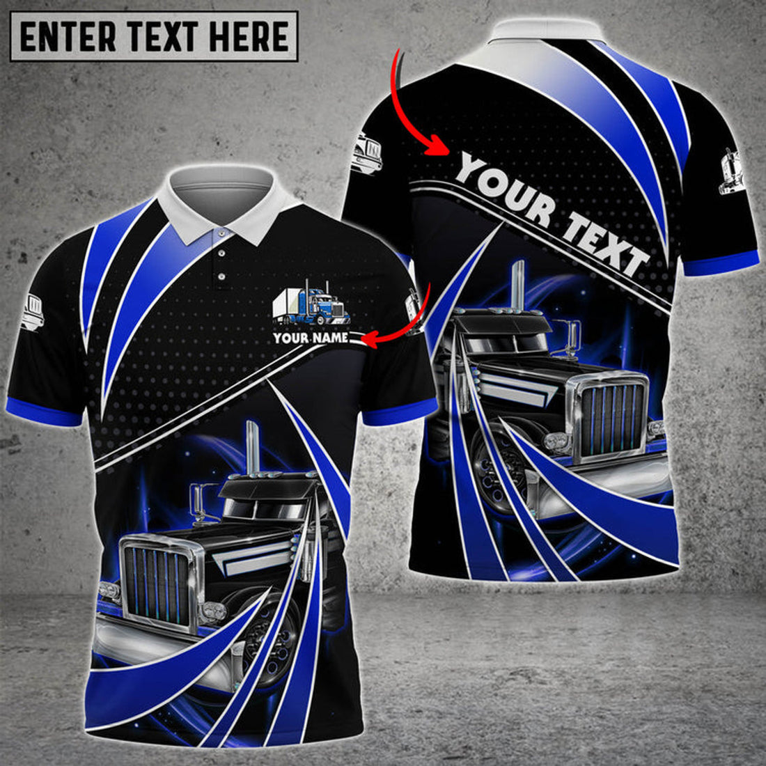 Custom Truck Tornado Light Personalized Name 3D Polo Shirt For Truck Driver 4 Colors
