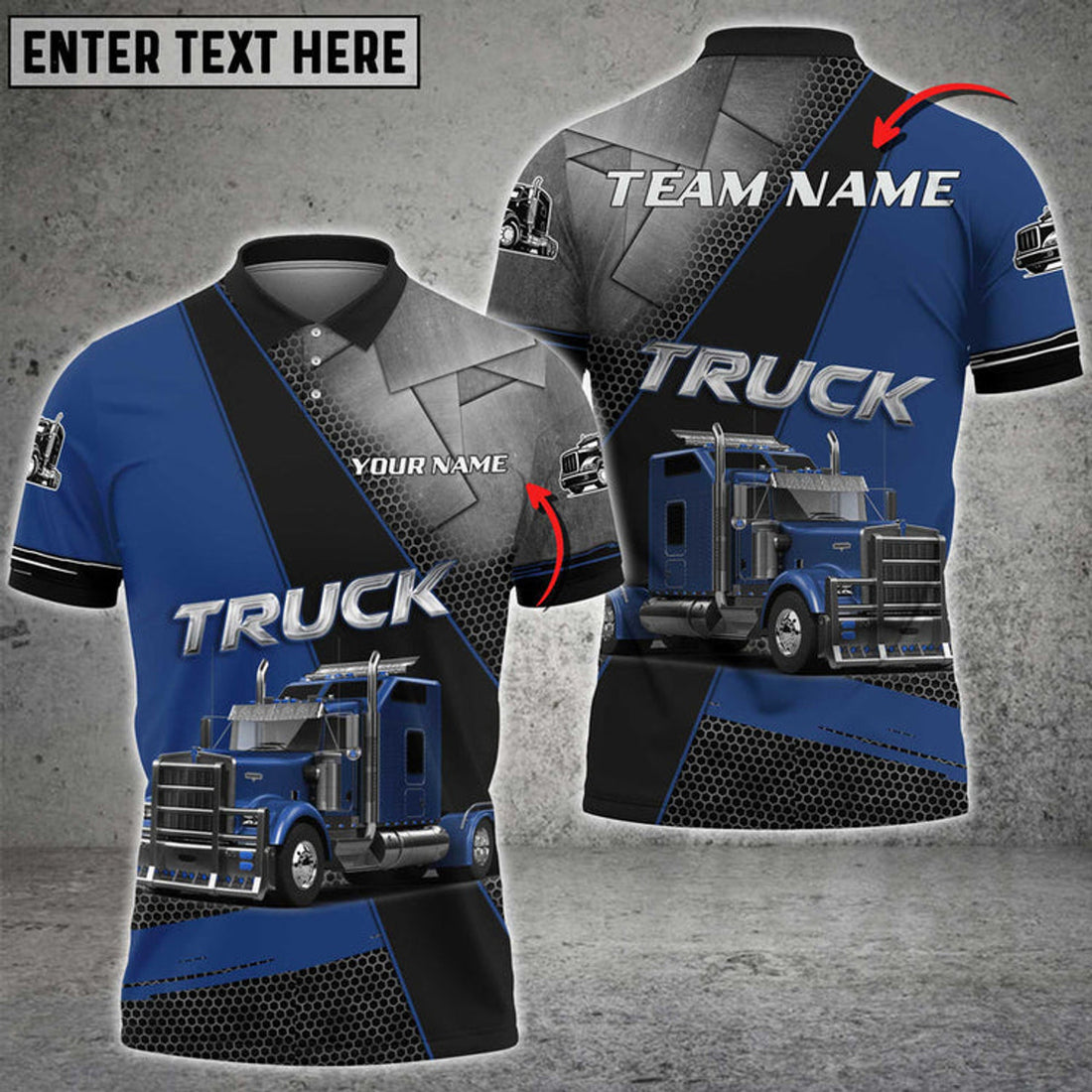 Personalized Truck Metal Multicolor Option Pattern Personalized Name 3D Polo Shirt For Truck Driver