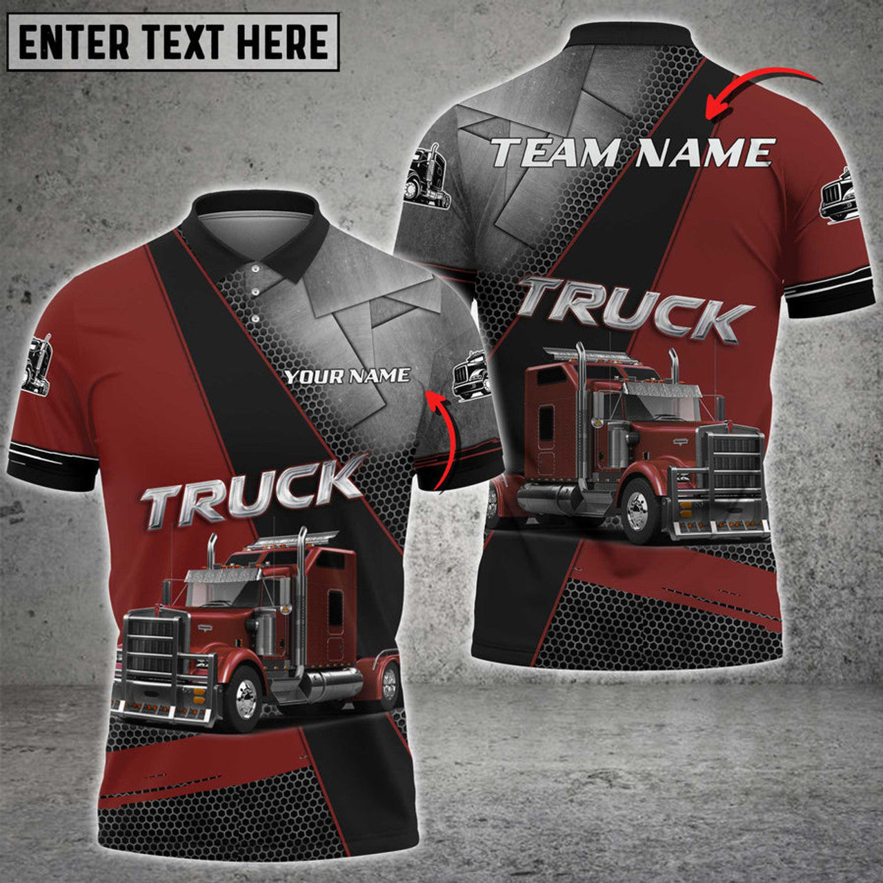 Personalized Truck Metal Multicolor Option Pattern Personalized Name 3D Polo Shirt For Truck Driver