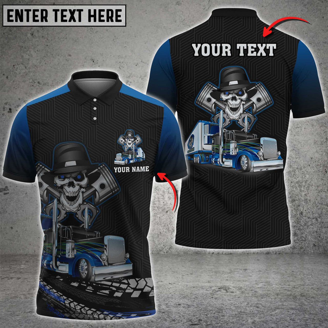 Custom Skull Trucking Personalized Name 3D Polo Shirt For Truck Driver 4 Colors