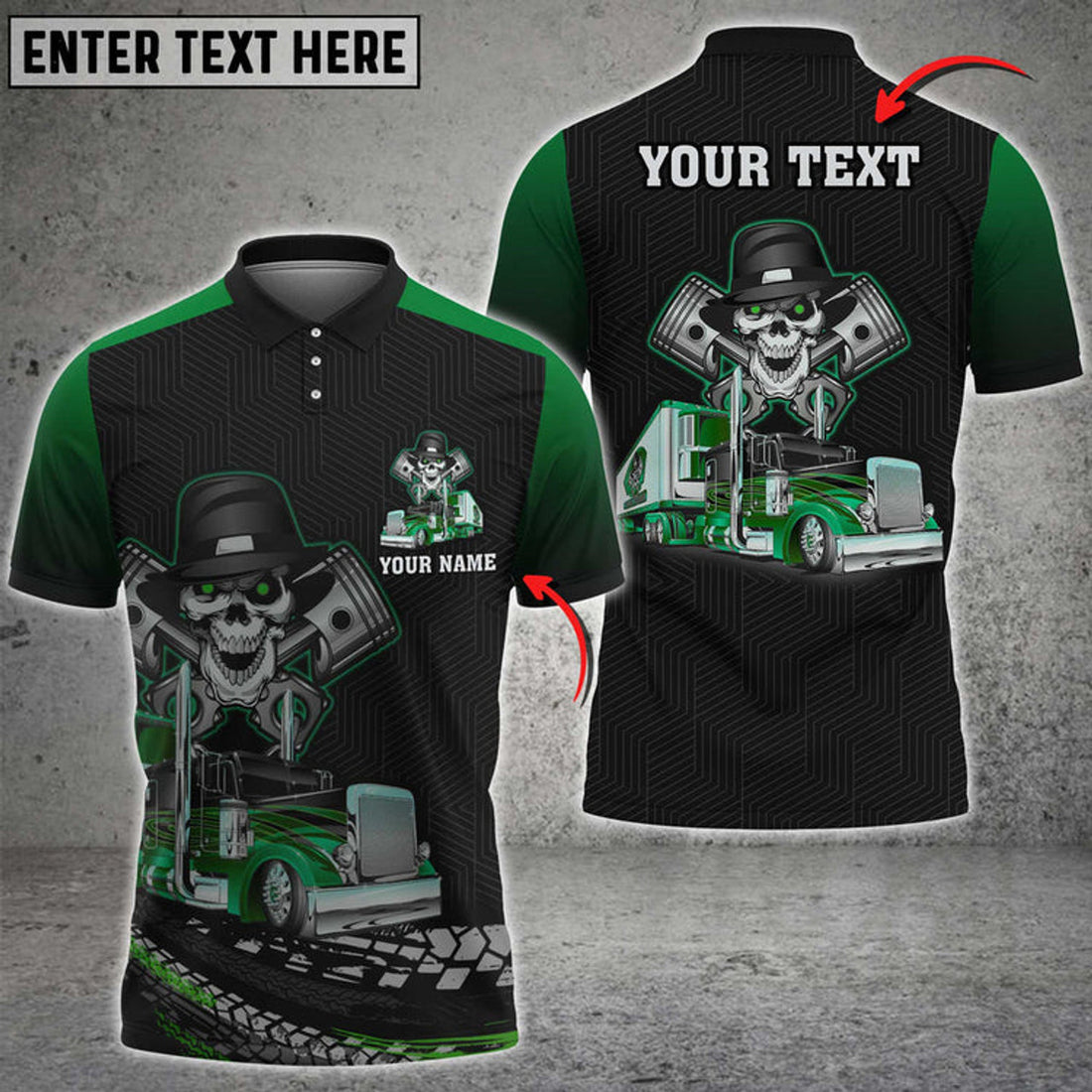 Custom Skull Trucking Personalized Name 3D Polo Shirt For Truck Driver 4 Colors