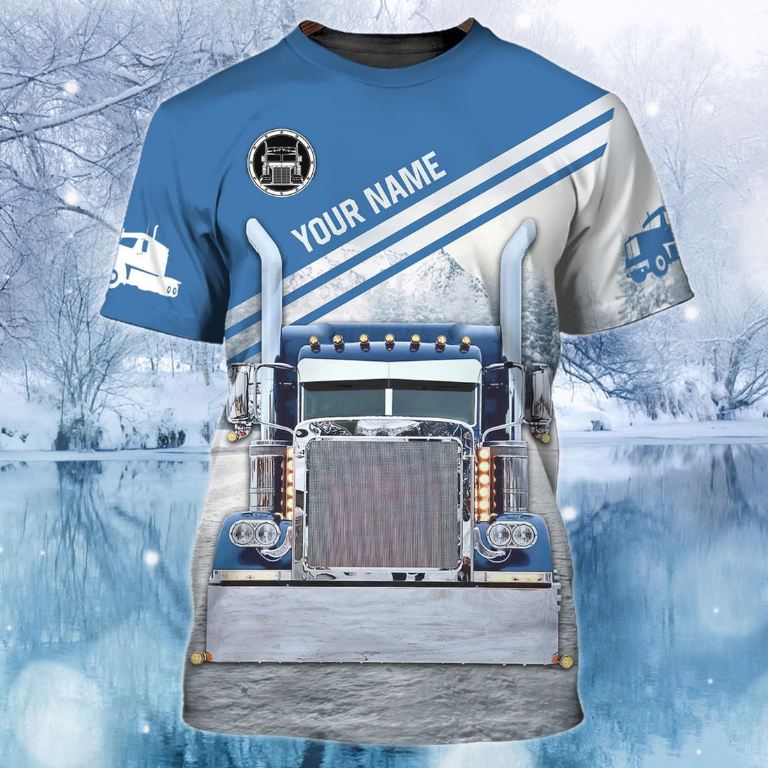 FUNSTUFFPRINT Customized Trucker T-Shirt 18 Wheels Move The World Custom 3D Trucker Shirt Men 3D T-shirt