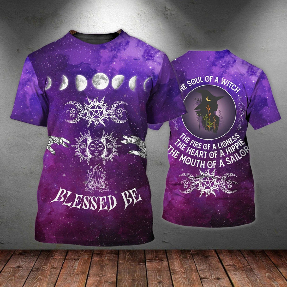 FUNSTUFFPRINT 3D Printed Purple T-Shirt For Halloween, Halloween The Soul Of A Witch Unisex Premium Shirts 3D T-shirt