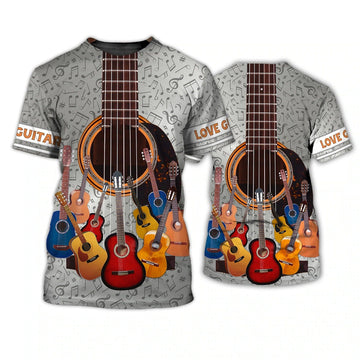 FUNSTUFFPRINT 3D Full Print T-Shirt For Guitarist, Gift For Guitar Lover, Guitar Sublimation Shirt Hoodie, Love Guitars 3D Bomber 3D T-shirt