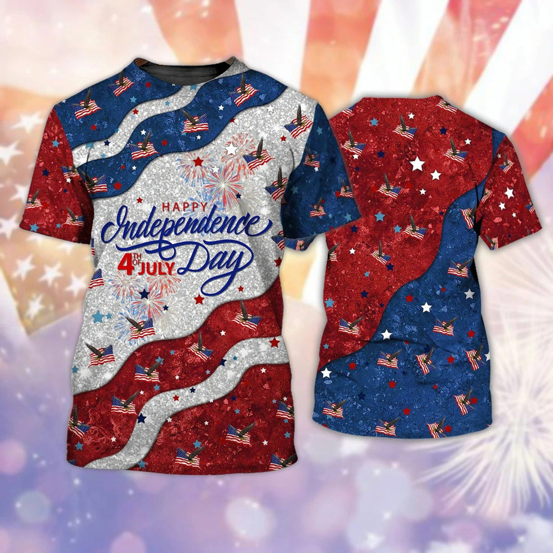 FUNSTUFFPRINT Eagle American - Independence Day Is Coming- 3D Full PrinT-Shirt Happy 4Th Of July Shirt 3D T-shirt