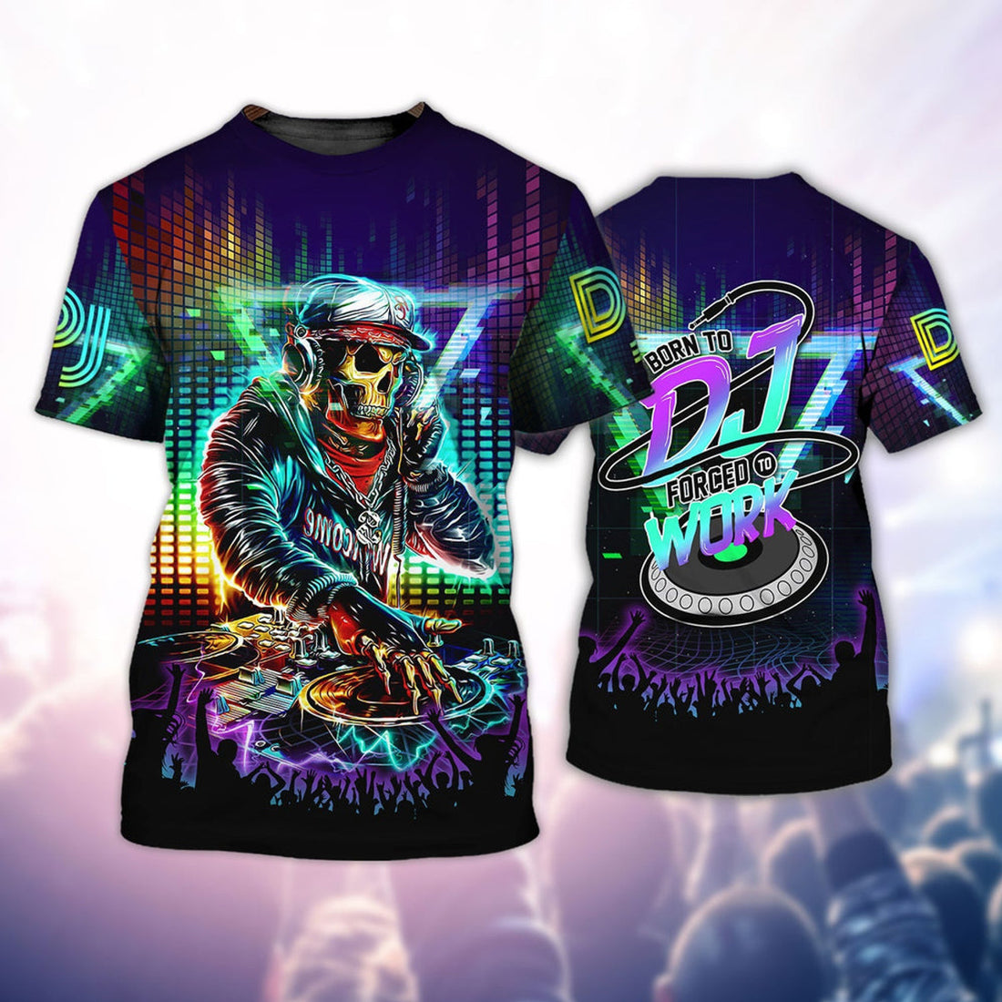 FUNSTUFFPRINT 3D All Over Printed Dj T-Shirt, Dj Shirt, Skull Dj Playing Music Shirts 3D T-shirt