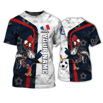 FUNSTUFFPRINT Rooster France Football T-Shirt For Men Women, Support France Football Team Shirt, France Fan Gift 3D T-shirt