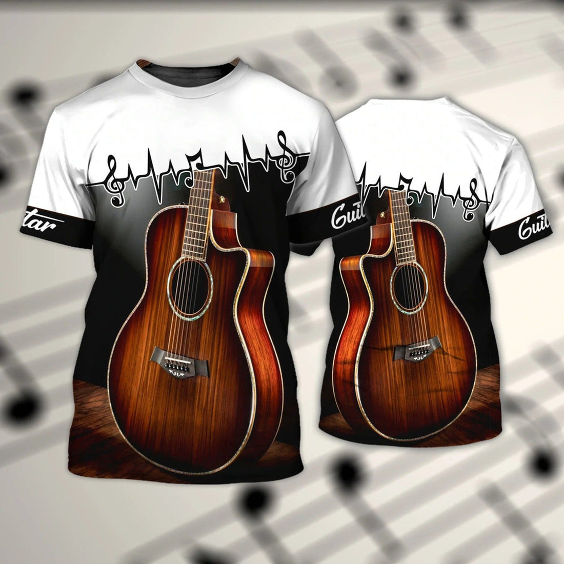 FUNSTUFFPRINT Personalized 3D All Over Printed Guitar Shirt For Men And Women, 3D Guitar T-Shirt, Guitaris3D T-shirt