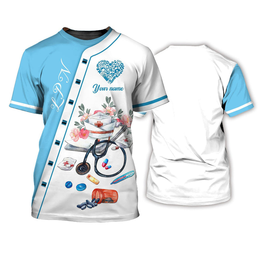 FUNSTUFFPRINT Custom LPN Life 3D T-Shirt Nursing Painting 3D All Over PrinT-Shirt Men Women 3D T-shirt