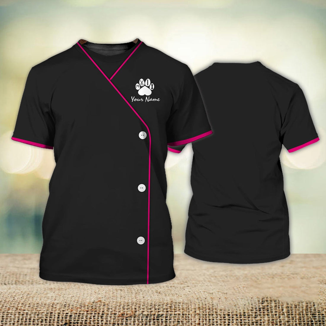 FUNSTUFFPRINT Custom 3D Groomer Shirt Men Women Paw My Craft Dog Groomer Pet Groomer Uniform Pink Salon Pet 3D T-shirt