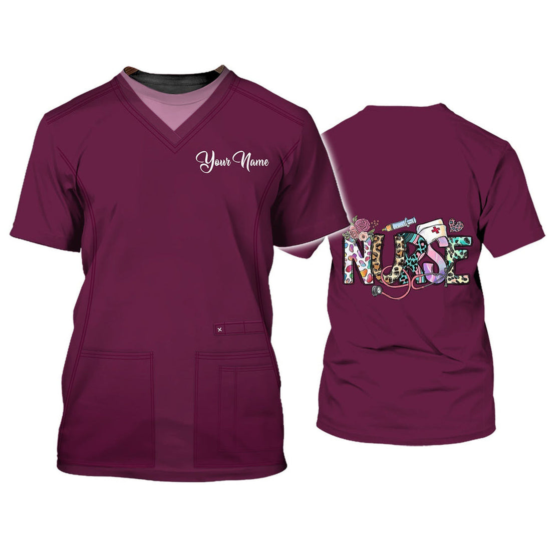 FUNSTUFFPRINT Personalized Name 3D Nursing Graduate T-Shirt Registered Nurse Shirts 3D T-shirt
