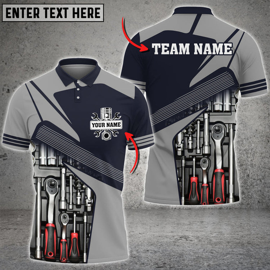 Personalized Mechanic Tools Custom Name Team Multi Color Printed 3D Polo Shirt, Mechanic Tools Shirt