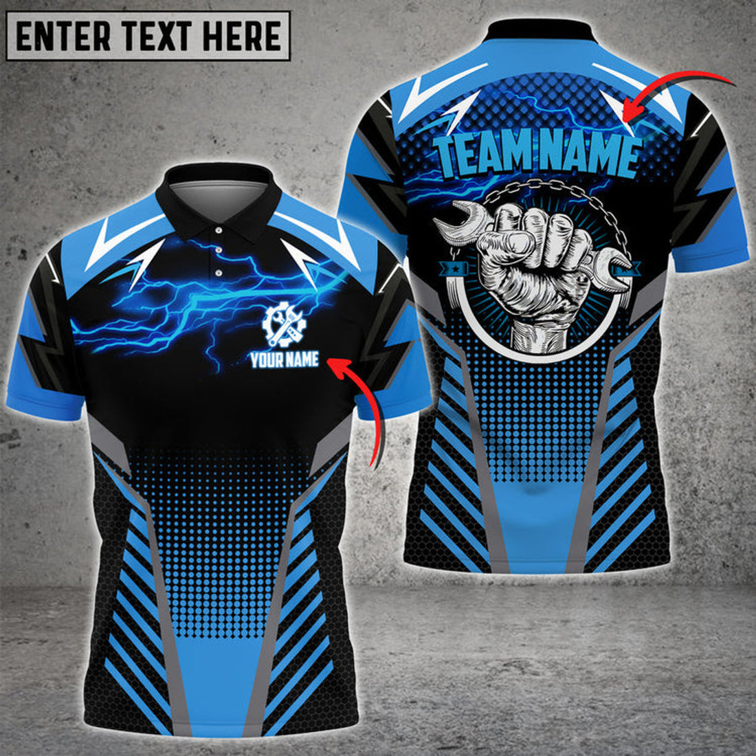 Custom Mechanic Thunder Custom Name Team Multi Color Printed 3D Polo Shirt, Gift for Mechanic Men Dad