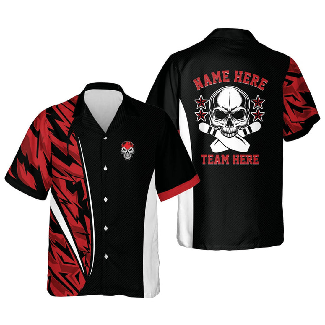 Custom name Skull Bowling Shirts for Men Hawaiian Shirt