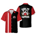 Custom Personalized name Split Happens Hawaiian Bowling Shirt, Bowling Hawaiian shirt for men