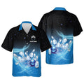 Custom name USA Bowling Button-Down Short Sleeve Hawaiian Shirt, Bowling Hawaiian shirt for men
