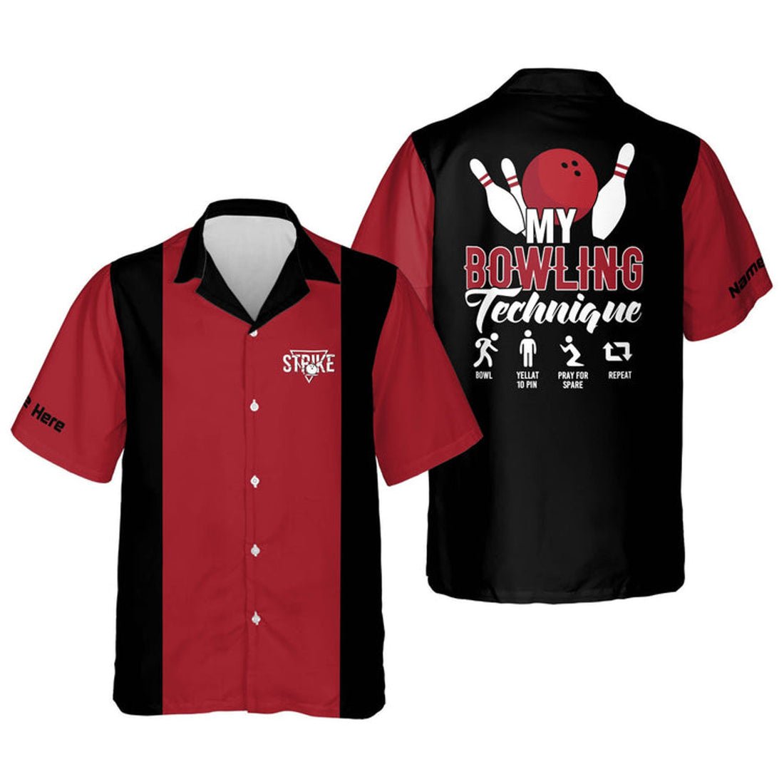 Custom Personalized bowling Hawaiian shirt for men, Strike My Bowling Technique Hawaiian Shirt