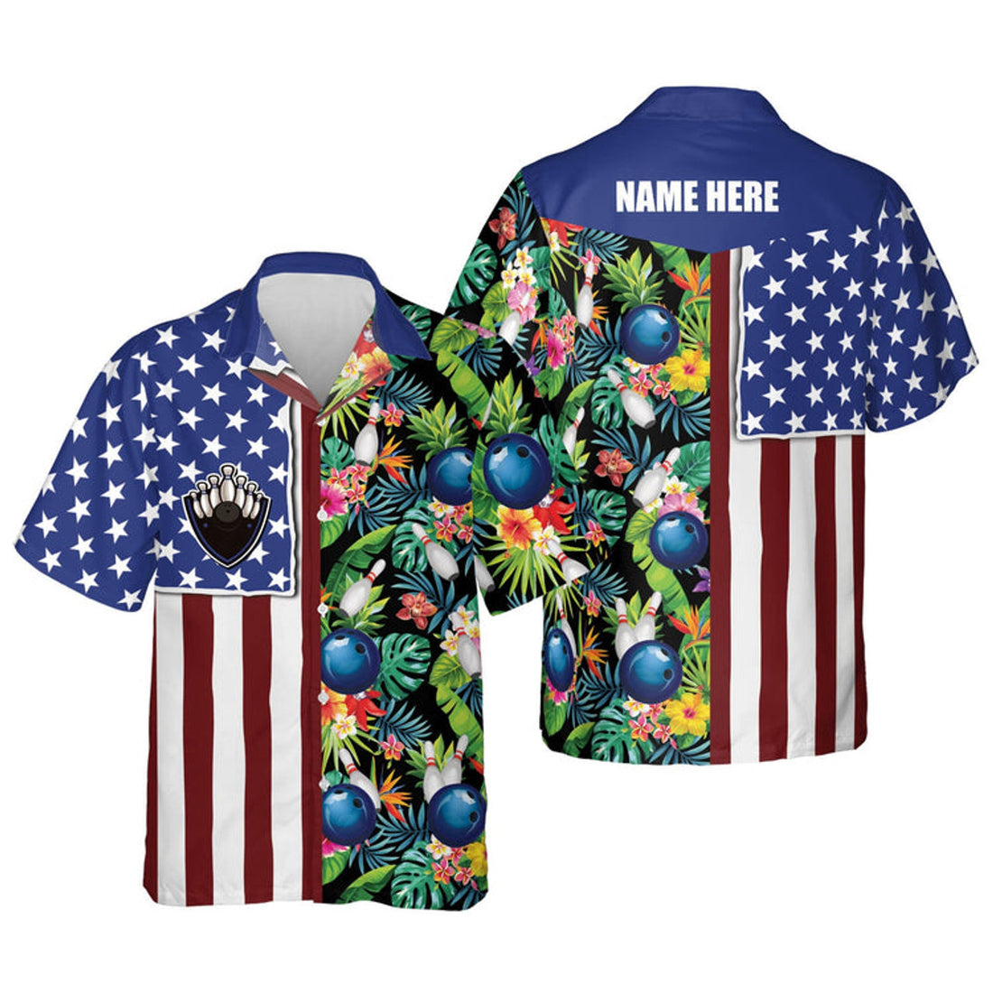 Custom Personalized bowling Hawaiian shirt for men, Custom USA Texas Flag Hawaiian Bowling Shirts