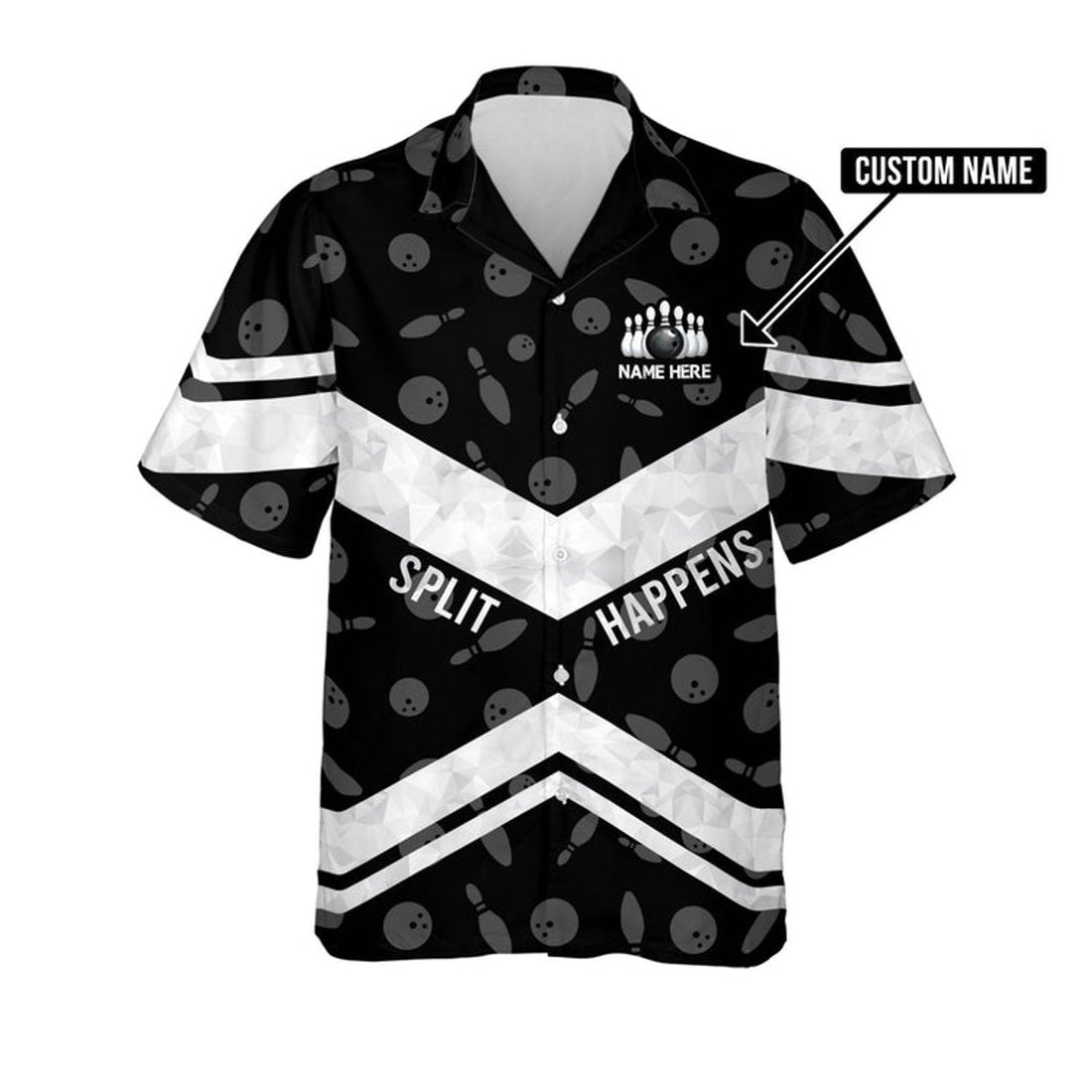 Custom 3D All Over Print Split Happens Hawaiian Shirt , Custom Name Bowling Hawaiian Shirt
