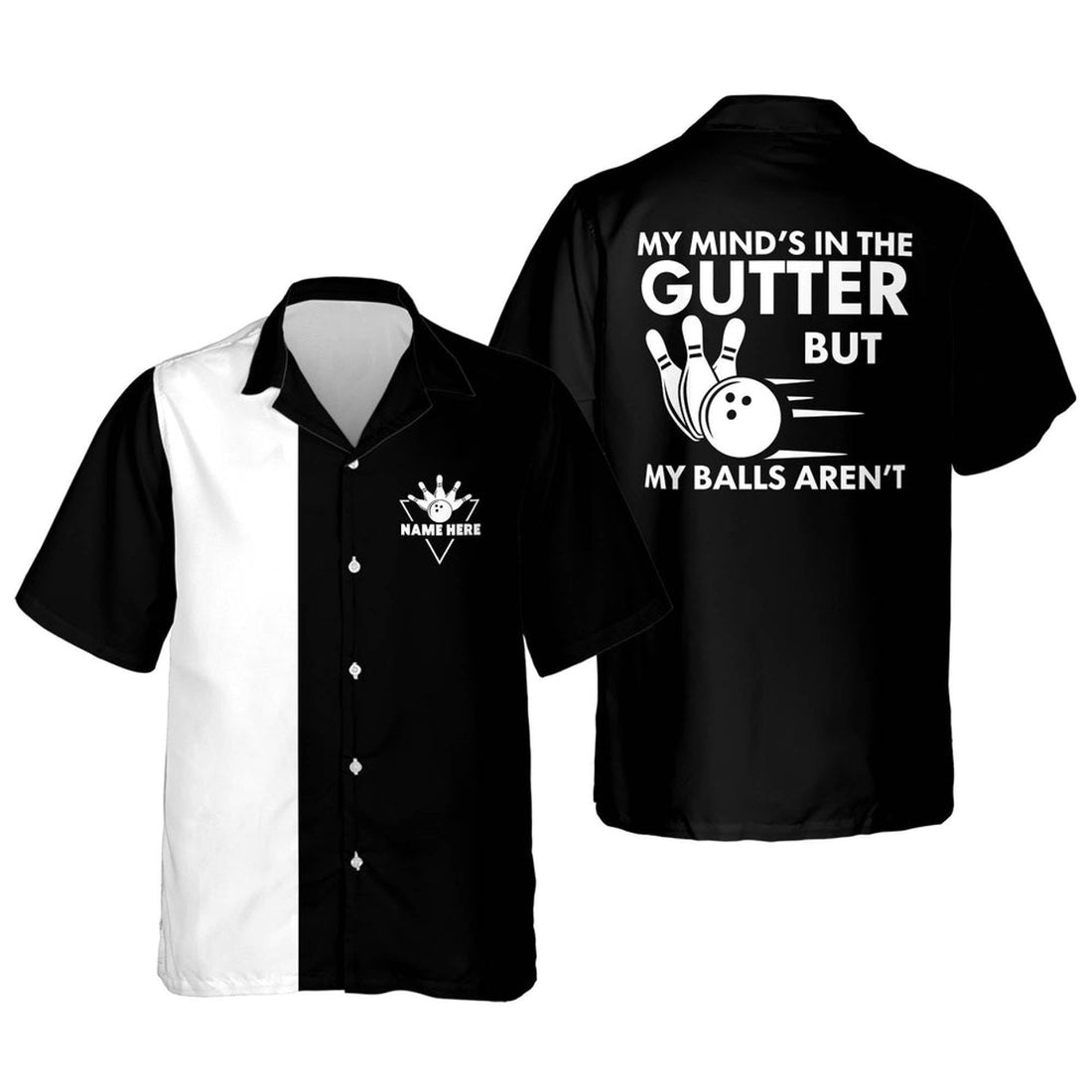 Custom My Mind's in The Gutter But My Balls Aren't Vintage Bowling Hawaiian Shirt