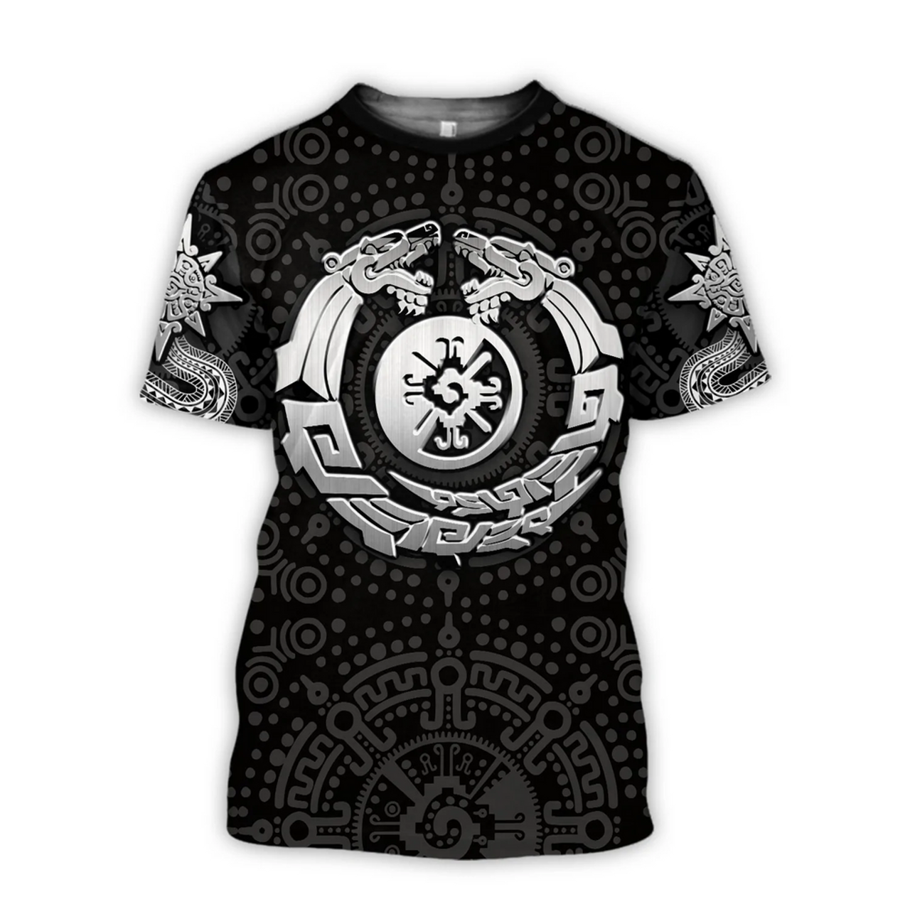 FUNSTUFFPRINT Aztec Mayan Snake Calendar Sun 3D T-shirt