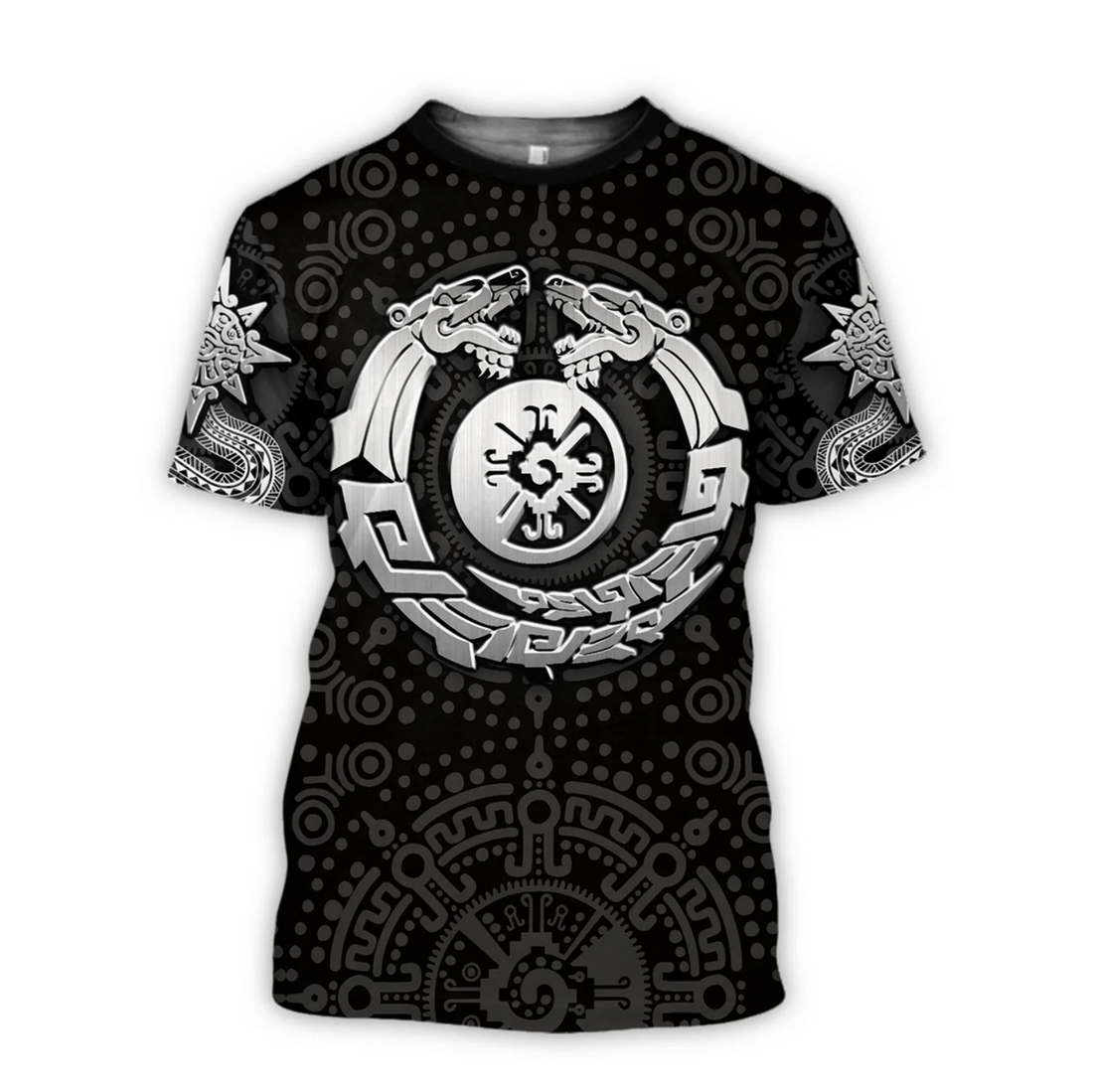 FUNSTUFFPRINT Aztec Mayan Snake Calendar Sun 3D T-shirt
