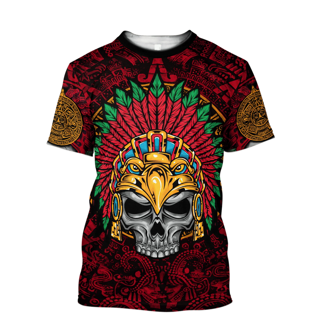 FUNSTUFFPRINT Aztec Eagle Warrior Skull 3D All Over Printed Unisex Shirts 3D T-shirt