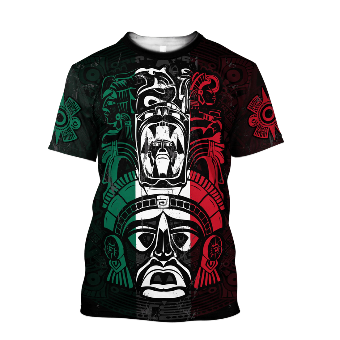 FUNSTUFFPRINT Unisex Aztec Shirt Ancient Aztec Maya Ceremony Mask 3D T-Shirt
