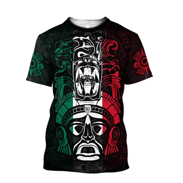 FUNSTUFFPRINT Unisex Aztec Shirt Ancient Aztec Maya Ceremony Mask 3D T-Shirt