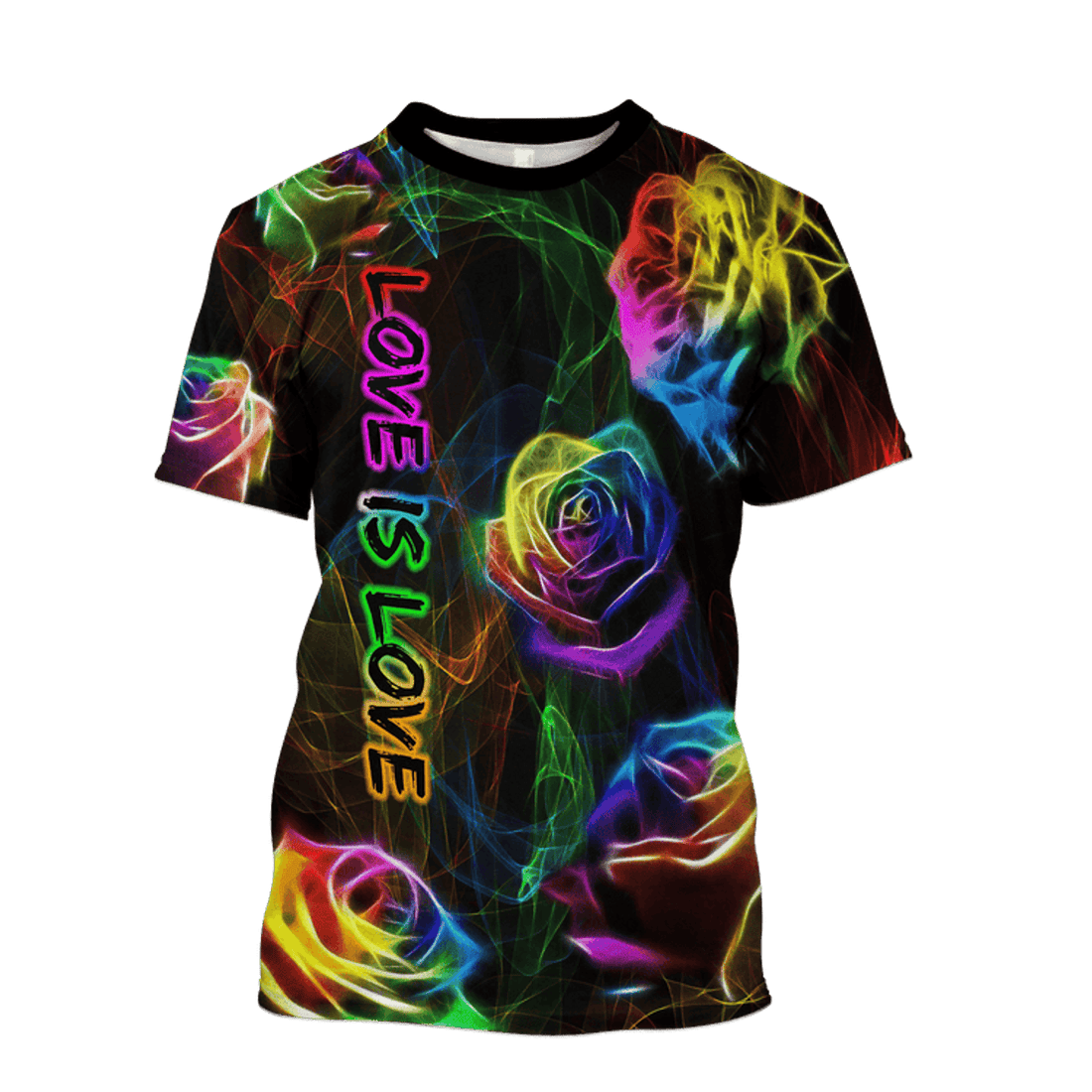 FUNSTUFFPRINT LGBT Rose Magic Light Love Is Love Smoke 3D Unisex Shirt, Gift for LGBT-Shirt, Pride LGBT 3D T-shirt