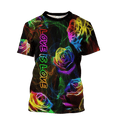 FUNSTUFFPRINT LGBT Rose Magic Light Love Is Love Smoke 3D Unisex Shirt, Gift for LGBT-Shirt, Pride LGBT 3D T-shirt