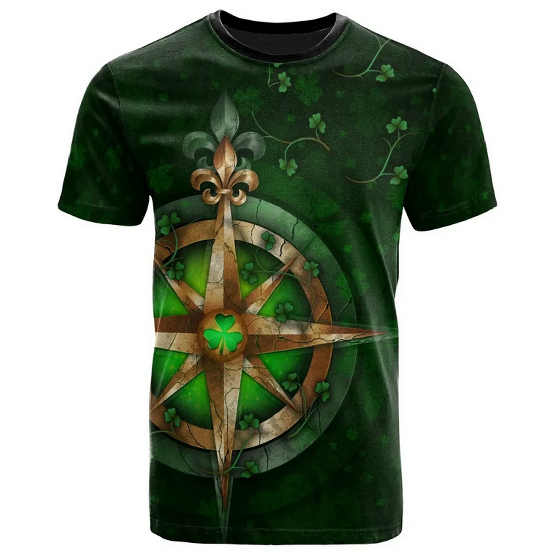 FUNSTUFFPRINT St. Patrick's Day Celtic Irish Compass Shamrock Shirts Hoodie Zip Hoodie Sweater 3D T-shirt