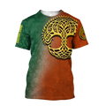 FUNSTUFFPRINT Saint Patrick's Day Tree Of Life Shirt, Custom Name St. Patrick's Day 3d Shirt, Golden Tree Shirt 3D T-shirt