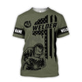 FUNSTUFFPRINT Personalized Welder Welding Shirts American Flag, American Welder, Flag Shirt 3D T-shirt