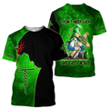 FUNSTUFFPRINT Personalized Irish Jesus Unisex Shirt For Man and Women, I Don't Need Luck I've Got Jesus Gnome Patrick Day Shirt 3D T-shirt