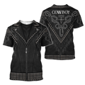 FUNSTUFFPRINT Balck Cowboy Shirt No Cosplay 3D Over Printed Unisex Deluxe Shirt Men Cowboys 3D T-shirt
