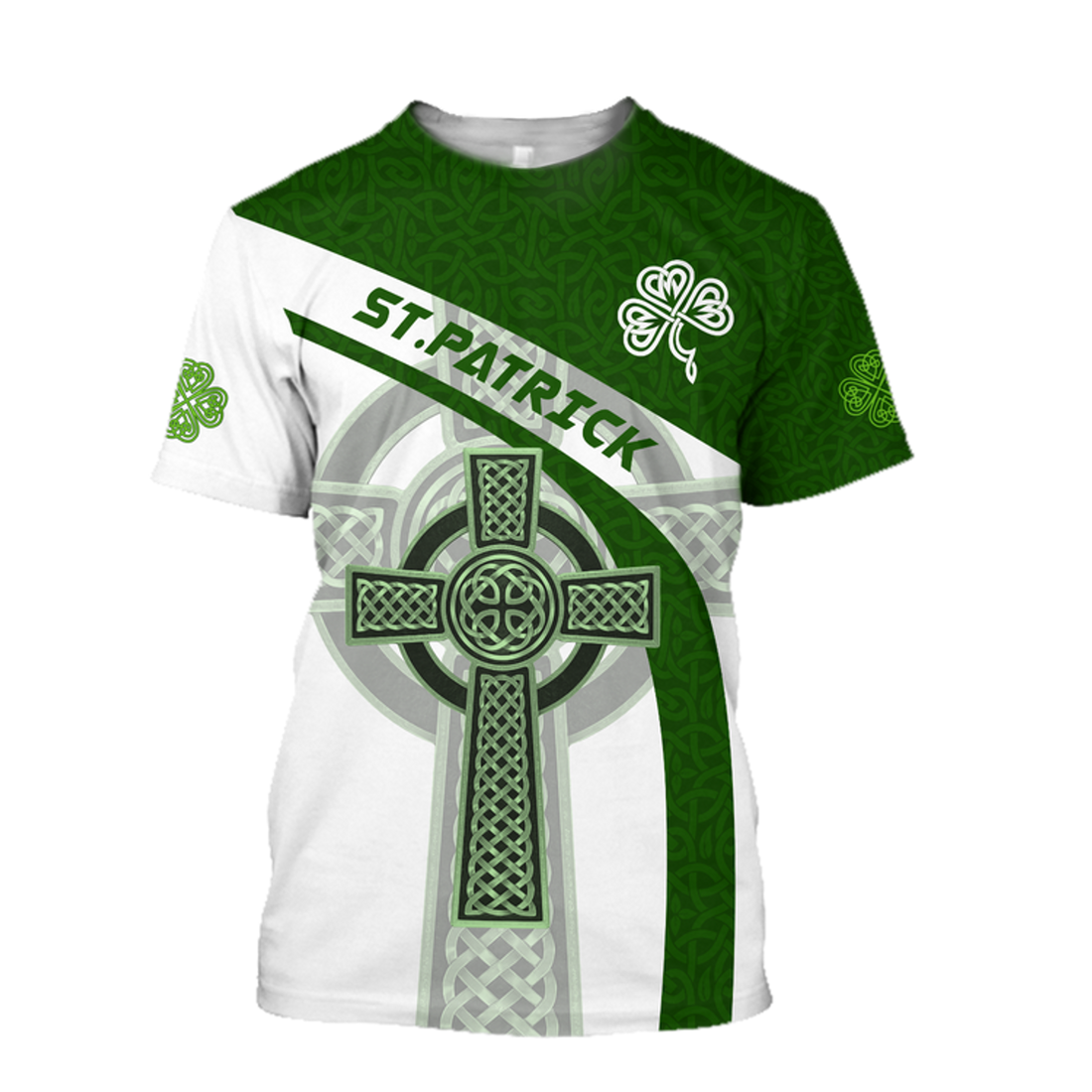 FUNSTUFFPRINT Cool Irish Celtic Knot Cross St.Patrick Day D Design PrinT-Shirts, Men 3D T-shirt