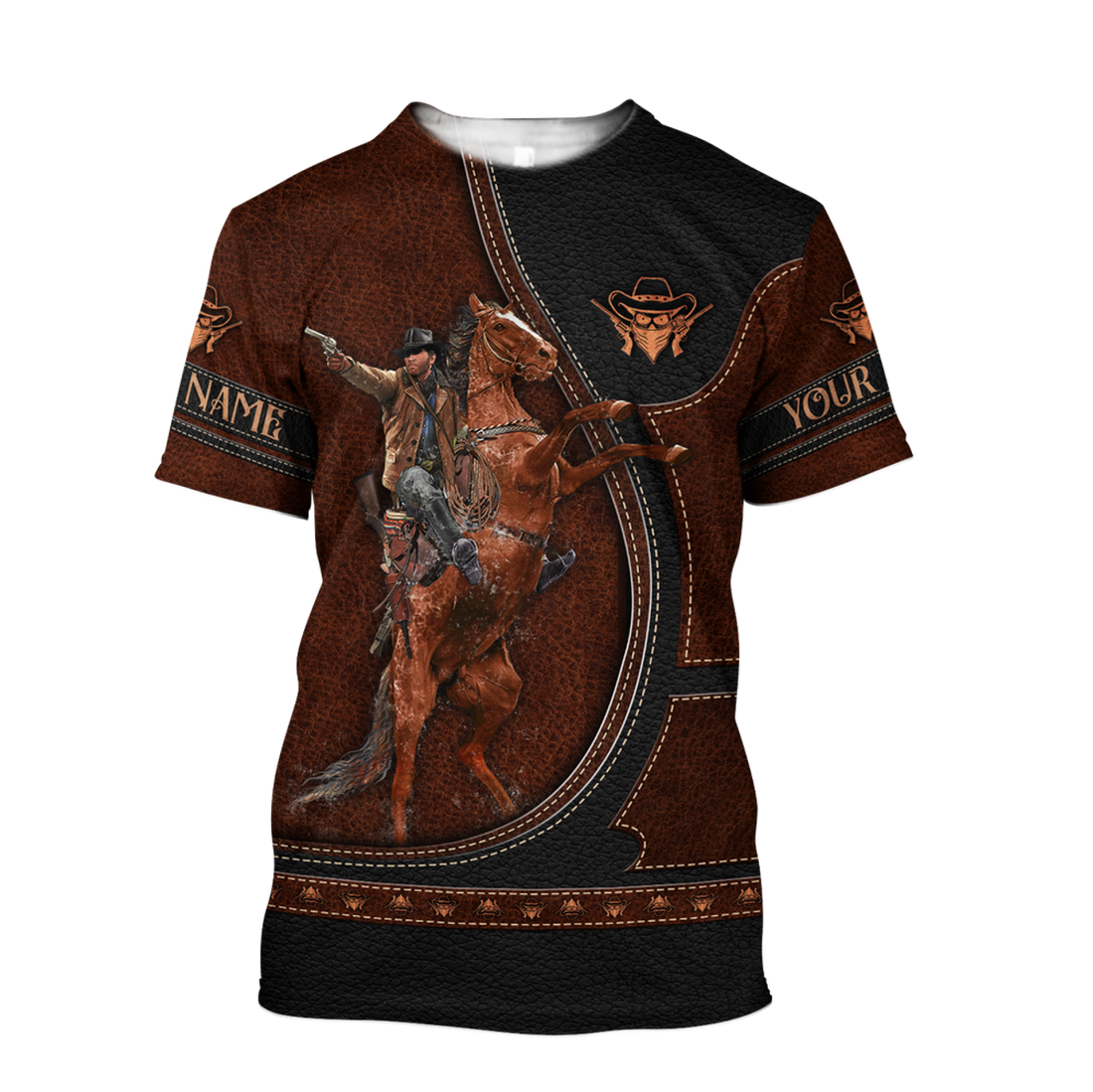 FUNSTUFFPRINT Custom Name Cowboy Ridding T-Shirt Cowboy Men With Gun Shirts 3D T-shirt