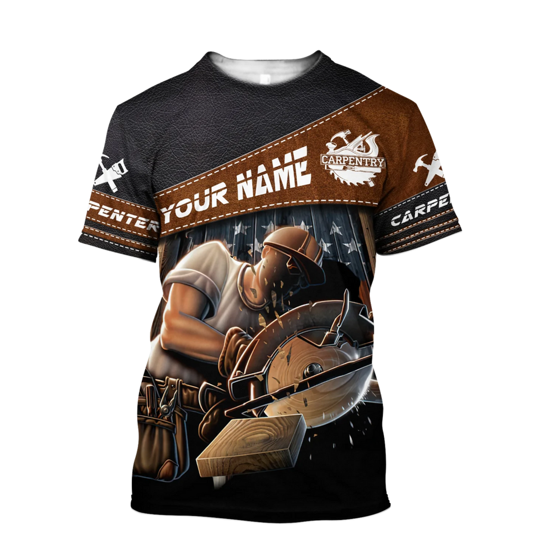 Personalized 3D All Over Print Carpenter Unisex Shirts Men Women Leather Pattern Gift For Carpenter